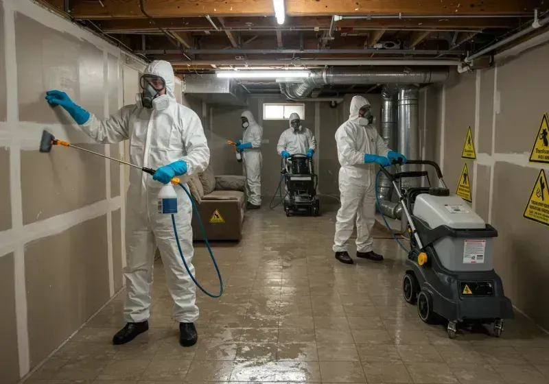 Basement Moisture Removal and Structural Drying process in Shamrock, TX